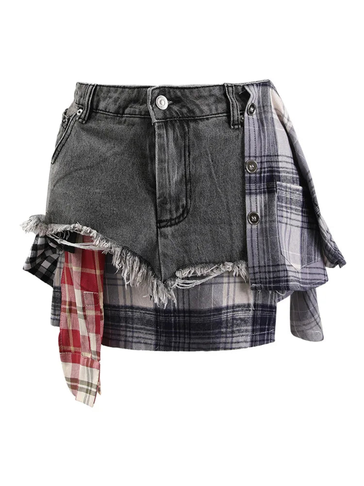 Alay's Plaid Patchwork Skirt