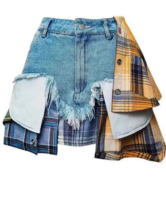 Alay's Plaid Patchwork Skirt