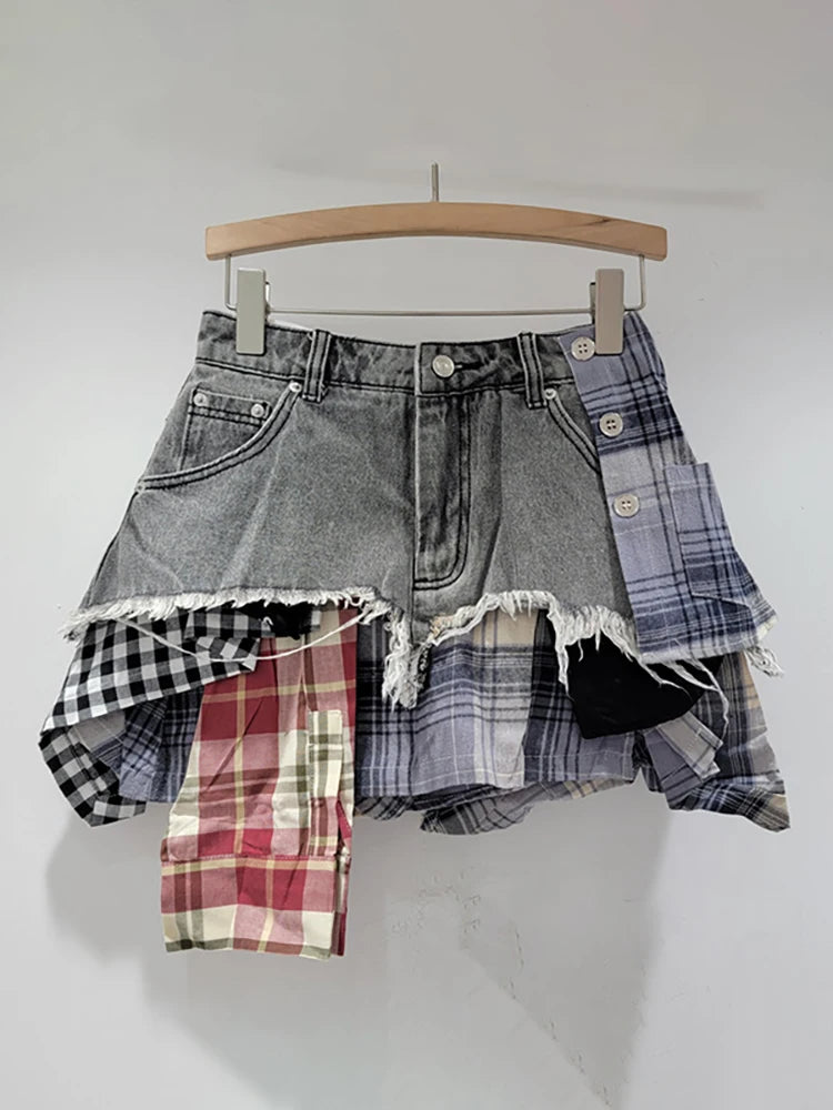 Alay's Plaid Patchwork Skirt